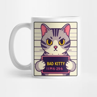 Mugshot Drawing of Bad Kitty in Jail Mug